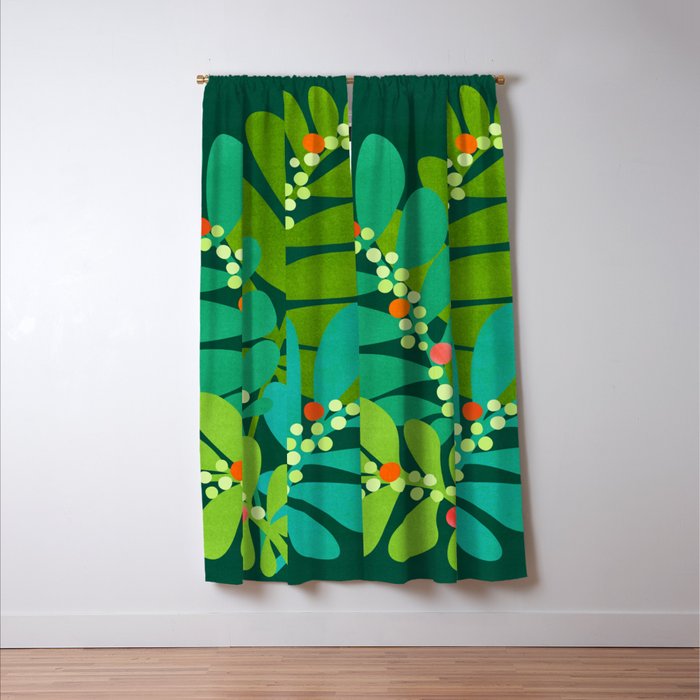 Mistletoe Greenery Illustration Window Curtain Gallery Image 3