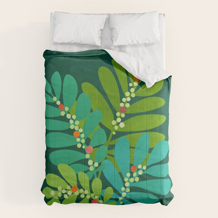 Mistletoe Greenery Illustration Comforter Gallery Image 1