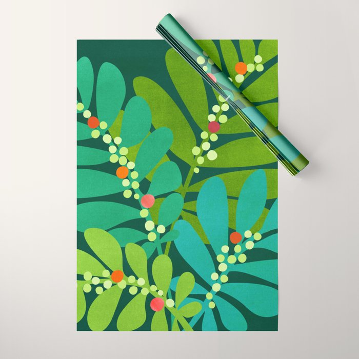 Mistletoe Greenery Illustration Wrapping Paper Gallery Image 1