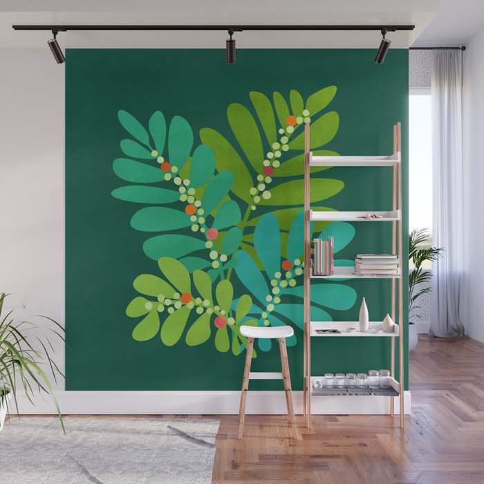Mistletoe Greenery Illustration Wall Mural Gallery Image 1
