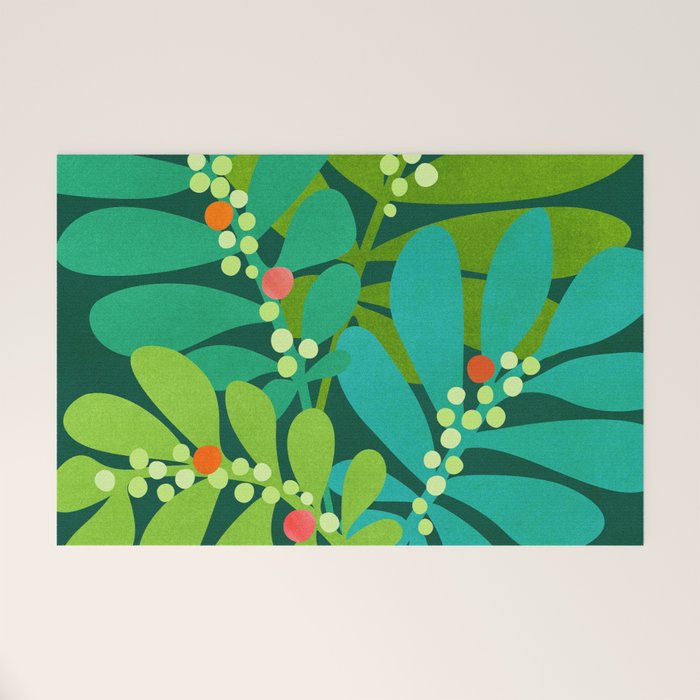 Mistletoe Greenery Illustration Welcome Mat Gallery Image 1