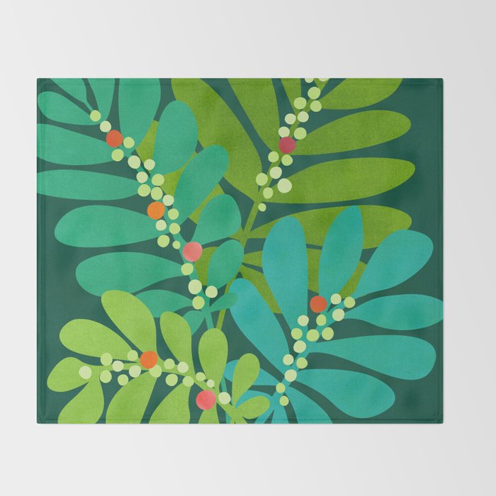 Mistletoe Greenery Illustration Throw Blanket Gallery Image 2