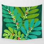 Mistletoe Greenery Illustration Wall Tapestry Gallery Image 4