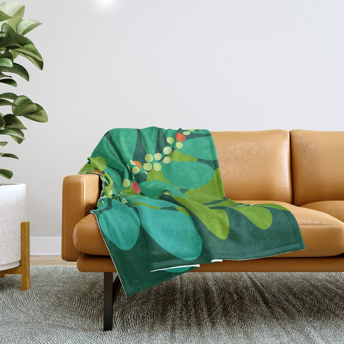 Mistletoe Greenery Illustration Throw Blanket Gallery Image 1
