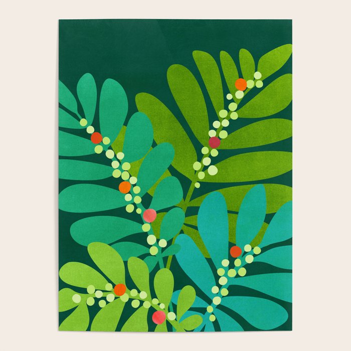 Mistletoe Greenery Illustration Poster Gallery Image 1