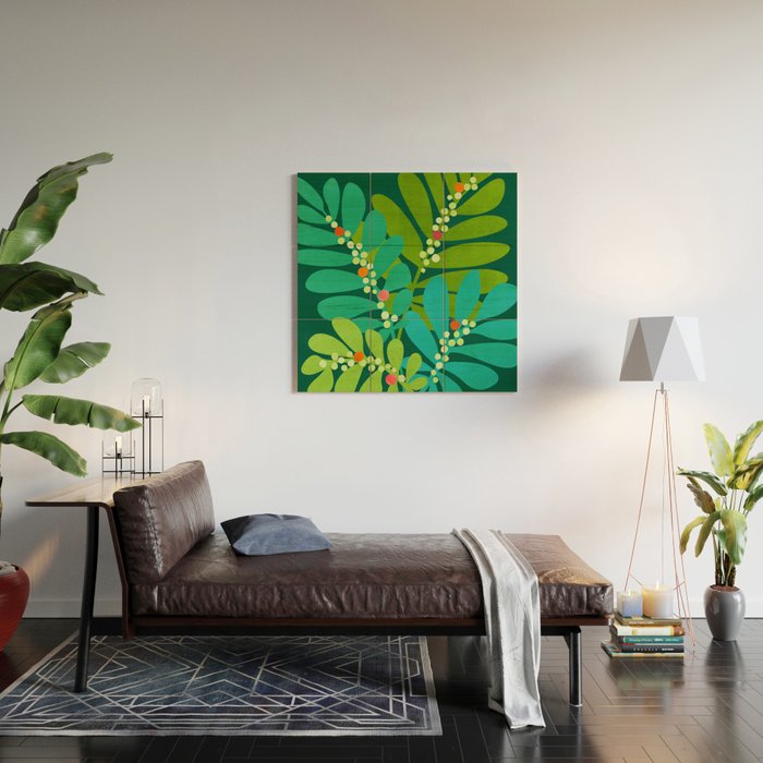 Mistletoe Greenery Illustration Wood Wall Art Gallery Image 2