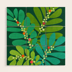 Mistletoe Greenery Illustration Wood Wall Art Gallery Image 1