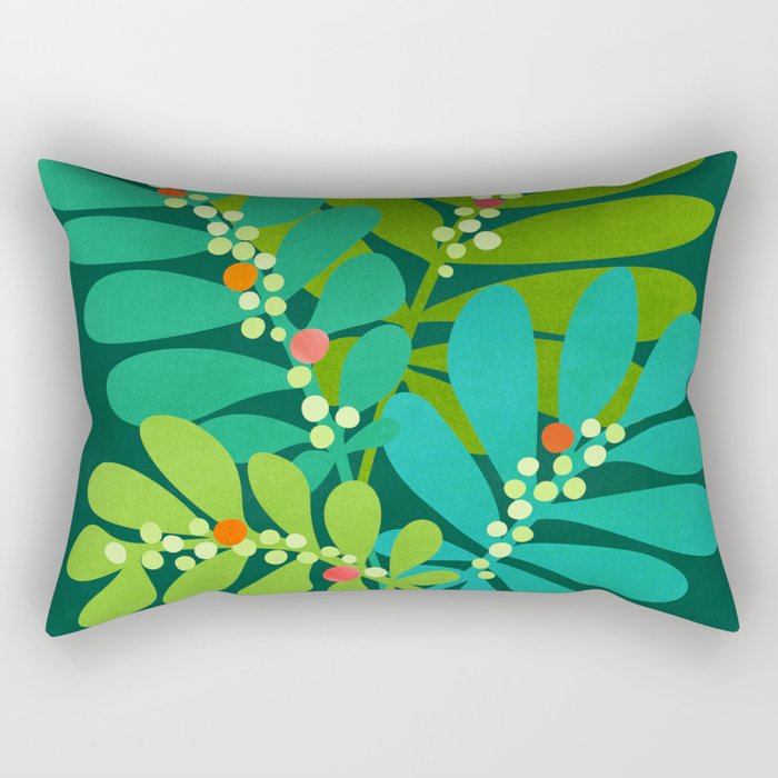 Mistletoe Greenery Illustration Rectangular Pillow Gallery Image 1