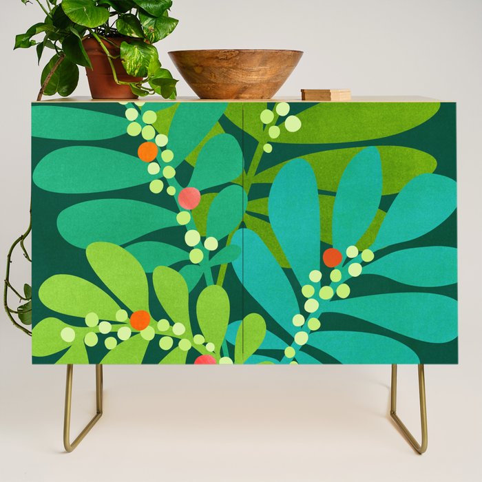 Mistletoe Greenery Illustration Credenza Gallery Image 1