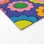Colorful Happy Flowers Cheerful Retro Pattern on Blue Welcome Mat Gallery Image 2