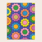 Colorful Happy Flowers Cheerful Retro Pattern on Blue Notebook Gallery Image 4