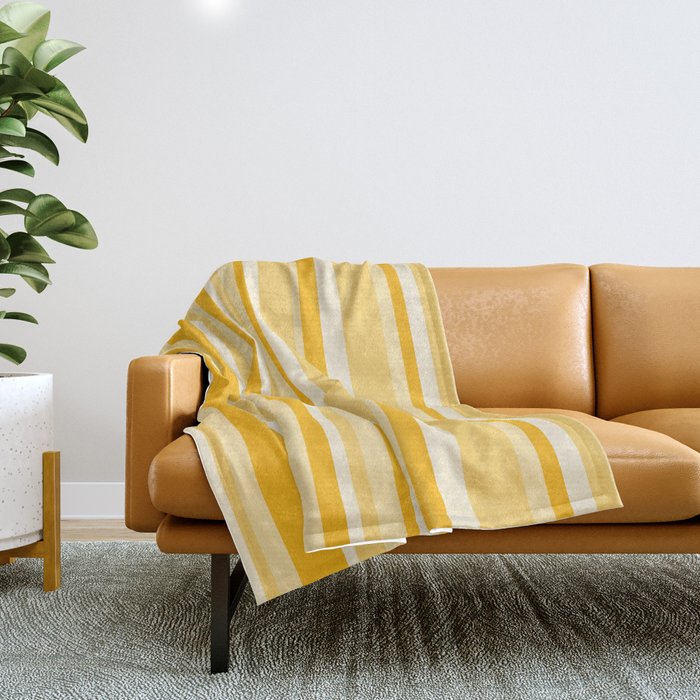 Classic Stripes XXII - Golden Sunshine Yellow Throw Blanket Gallery Image 1