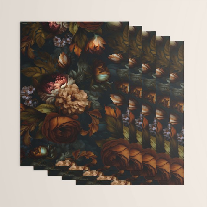 Dark Moody Baroque Midnight Garden Wrapping Paper Gallery Image 3