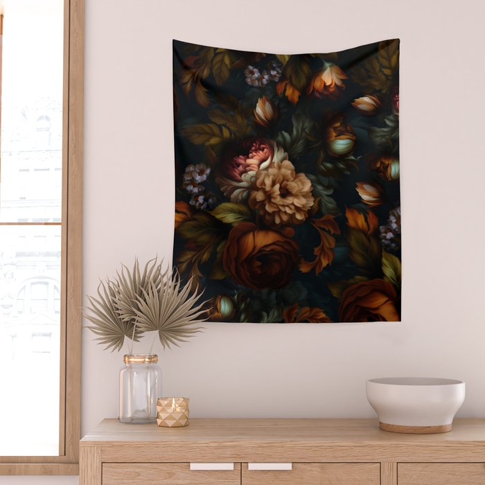 Dark Moody Baroque Midnight Garden Wall Tapestry Gallery Image 2