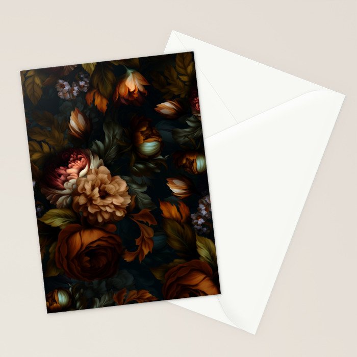 Dark Moody Baroque Midnight Garden Stationery Card Gallery Image 2
