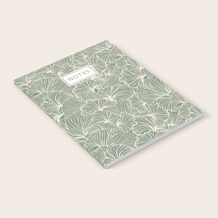 Decorative Nature Pattern, Sage Green and Ivory, Floral Prints Notebook Gallery Image 2