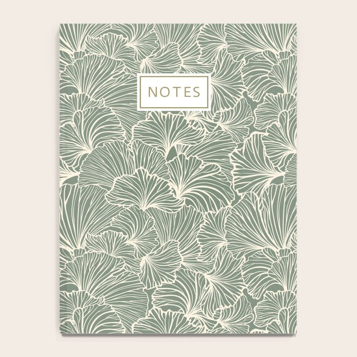 Decorative Nature Pattern, Sage Green and Ivory, Floral Prints Notebook Gallery Image 4
