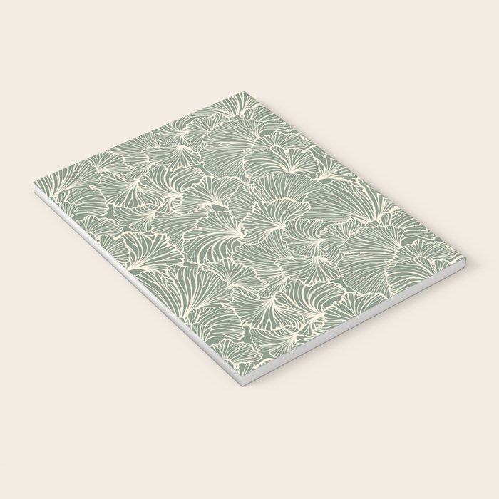 Decorative Nature Pattern, Sage Green and Ivory, Floral Prints Notebook Gallery Image 3
