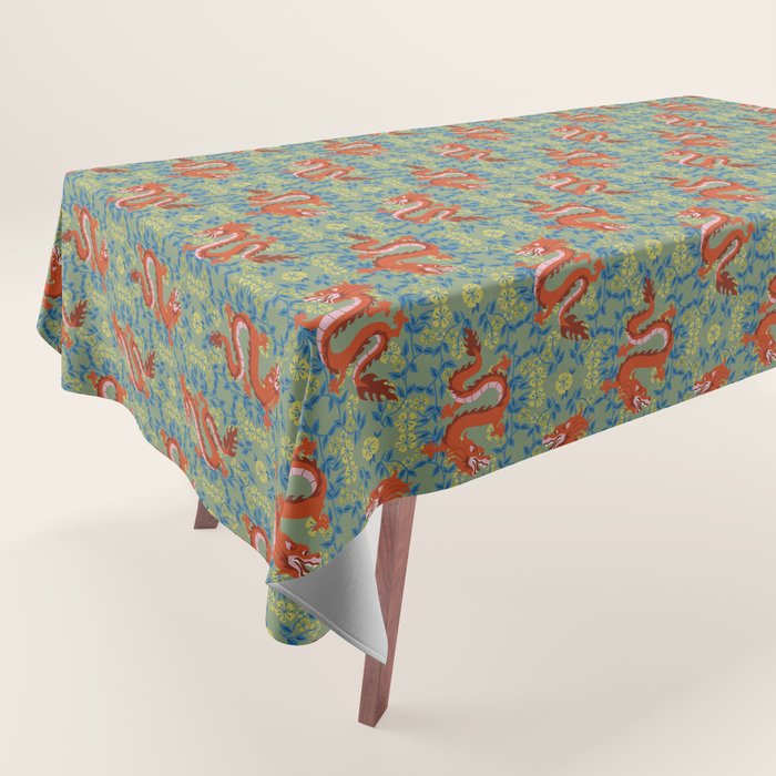 Floral Dragon Chinoiserie  Tablecloth Gallery Image 1