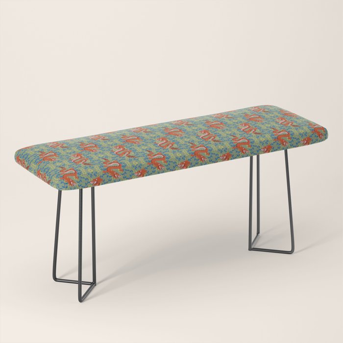 Floral Dragon Chinoiserie  Bench Gallery Image 1