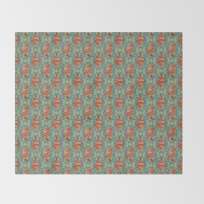 Floral Dragon Chinoiserie  Throw Blanket Gallery Image 2