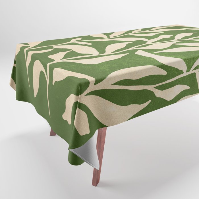 Olive Green Leaves: Mid Century Edition Tablecloth Gallery Image 1