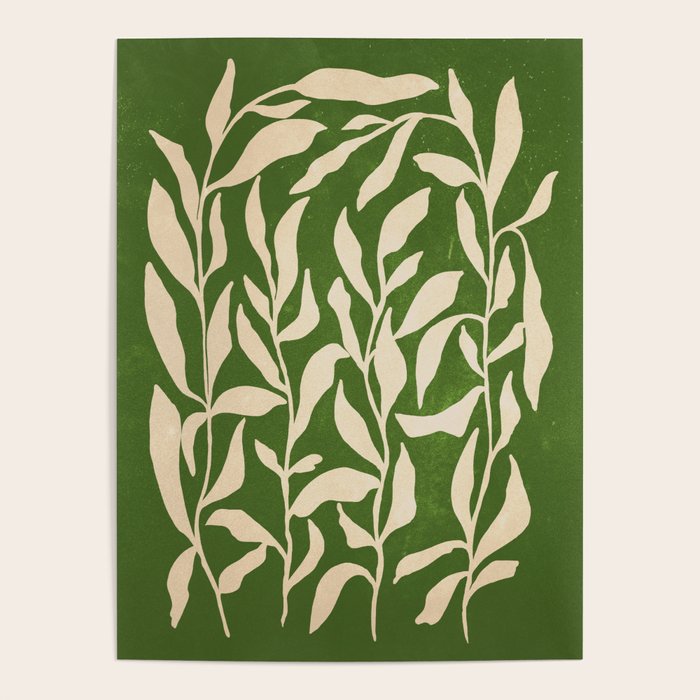 Olive Green Leaves: Mid Century Edition Poster Gallery Image 1