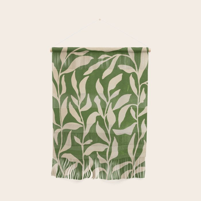Olive Green Leaves: Mid Century Edition Wall Hanging Gallery Image 1