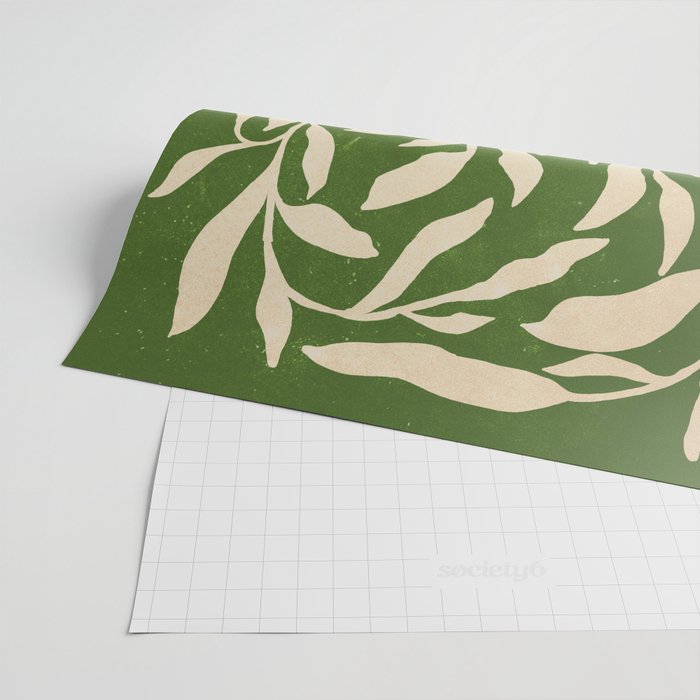 Olive Green Leaves: Mid Century Edition Wrapping Paper Gallery Image 2