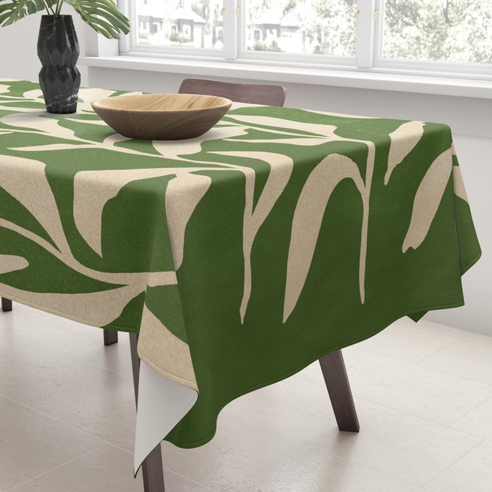 Olive Green Leaves: Mid Century Edition Tablecloth Gallery Image 3