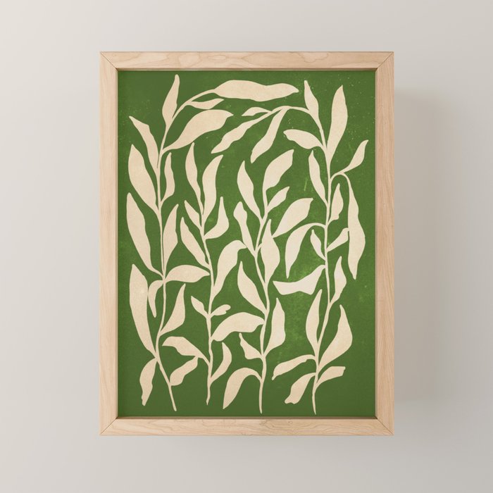 Olive Green Leaves: Mid Century Edition Mini Art Print Gallery Image 1