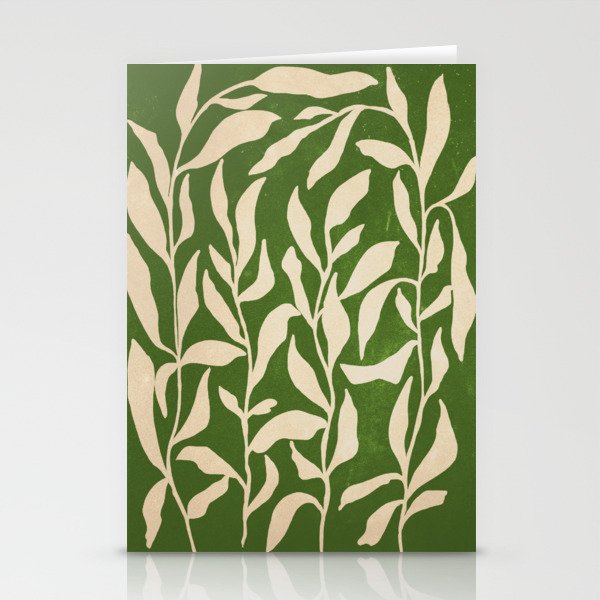 Olive Green Leaves: Mid Century Edition Stationery Card Gallery Image 1