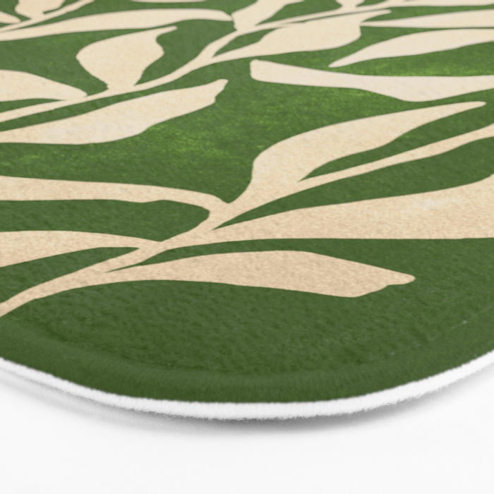 Olive Green Leaves: Mid Century Edition Bath Mat Gallery Image 3