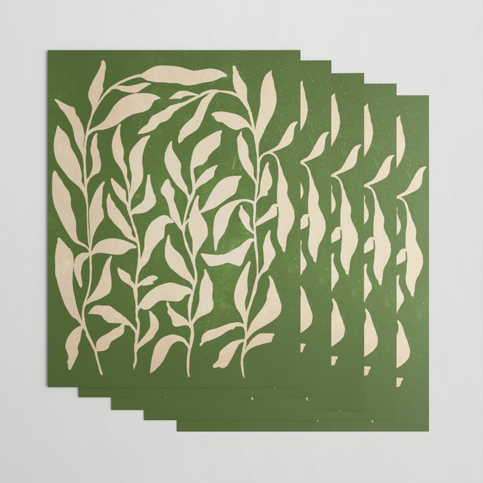Olive Green Leaves: Mid Century Edition Wrapping Paper Gallery Image 3