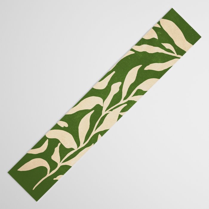 Olive Green Leaves: Mid Century Edition Table Runner Gallery Image 3