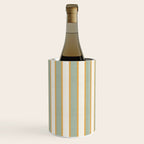 Vintage Cabana Stripe Sage Mint Green And Gold Retro Boho Coastal Beach Vibe Wine Chiller Gallery Image 2
