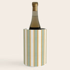 Vintage Cabana Stripe Sage Mint Green And Gold Retro Boho Coastal Beach Vibe Wine Chiller Gallery Image 3