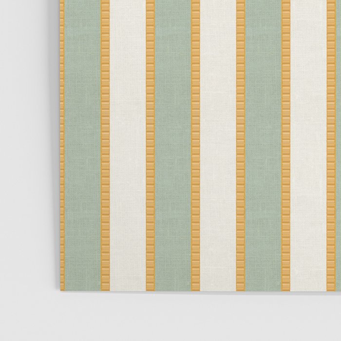 Vintage Cabana Stripe Sage Mint Green And Gold Retro Boho Coastal Beach Vibe Poster Gallery Image 3