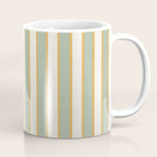 Vintage Cabana Stripe Sage Mint Green And Gold Retro Boho Coastal Beach Vibe Coffee Mug Gallery Image 1