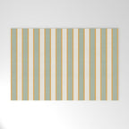 Vintage Cabana Stripe Sage Mint Green And Gold Retro Boho Coastal Beach Vibe Welcome Mat Gallery Image 1