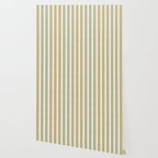 Vintage Cabana Stripe Sage Mint Green And Gold Retro Boho Coastal Beach Vibe Wallpaper Gallery Image 2