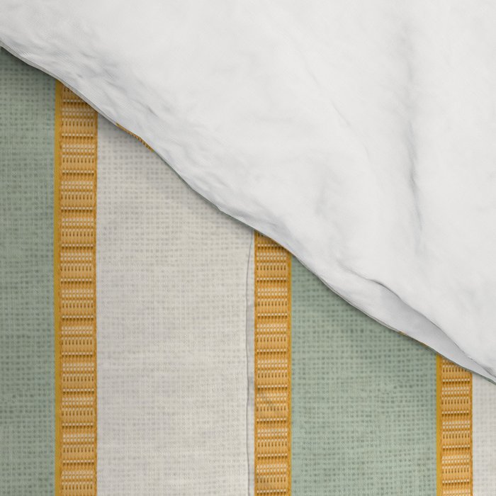 Vintage Cabana Stripe Sage Mint Green And Gold Retro Boho Coastal Beach Vibe Comforter Gallery Image 4