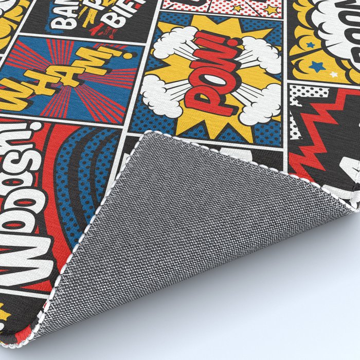 Modern Comic Book Superhero Pattern Color Colour Cartoon Lichtenstein Pop Art Rug Gallery Image 4