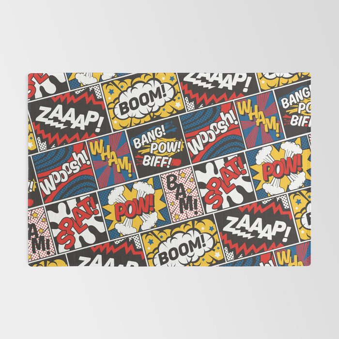 Modern Comic Book Superhero Pattern Color Colour Cartoon Lichtenstein Pop Art Rug Gallery Image 2