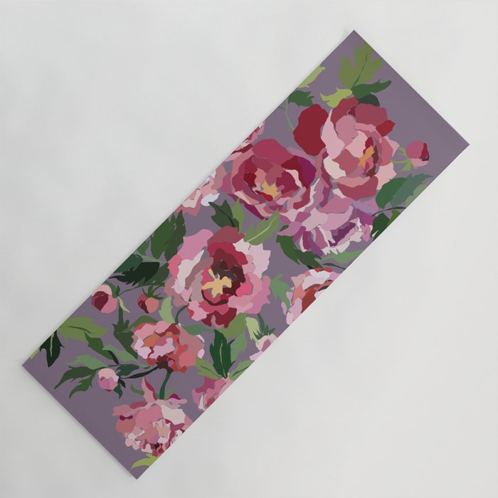 Happy peony lilac background Yoga Mat Gallery Image 1
