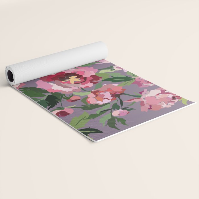 Happy peony lilac background Yoga Mat Gallery Image 2