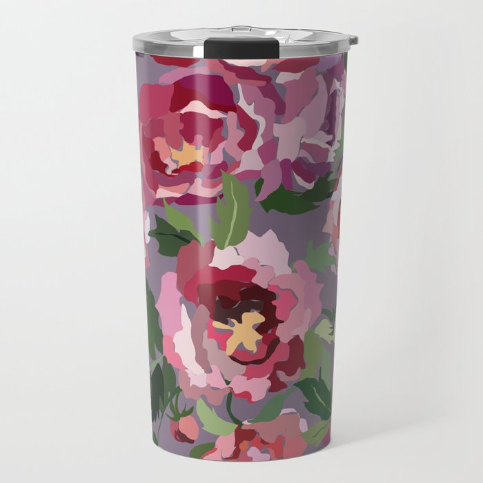 Happy peony lilac background Travel Mug Gallery Image 1