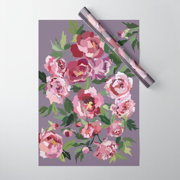 Happy peony lilac background Wrapping Paper Gallery Image 1