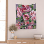 Happy peony lilac background Wall Tapestry Gallery Image 2