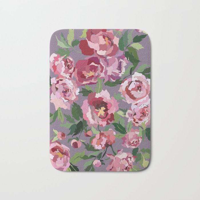 Happy peony lilac background Bath Mat Gallery Image 1